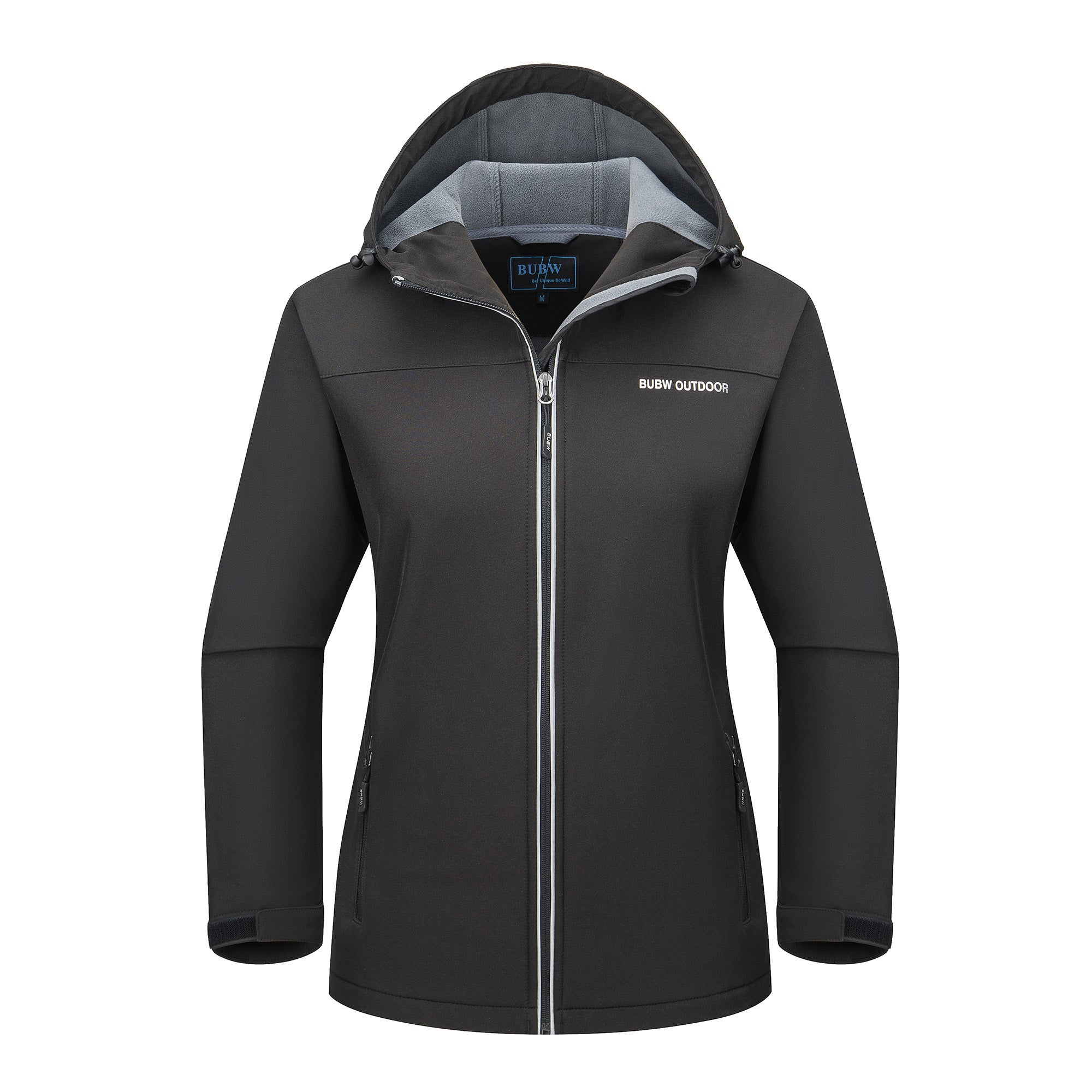 Veste de Travail à Capuche Taille M Blouson & Softshell Femme - Imperméable, Coupe-vent, Chaude et Respirante, avec Bandes Réfléchissantes - Noir - 2