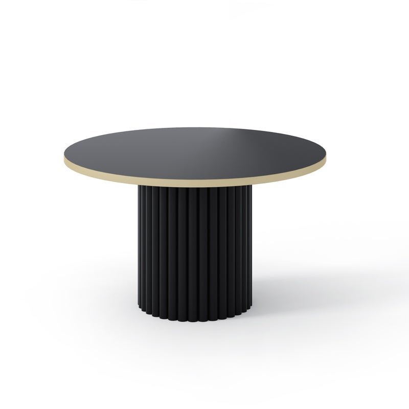 Stolik VIRELO GOLD Czarny z Eleganckim Złotym Detalem na Blacie – Nowoczesny Akcent do Wnętrz