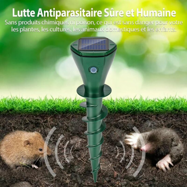Repellente Per Talpe Solare A Ultrasuoni – 4 Pezzi IP66 Impermeabili – Efficace Anche Per Serpenti E Roditori