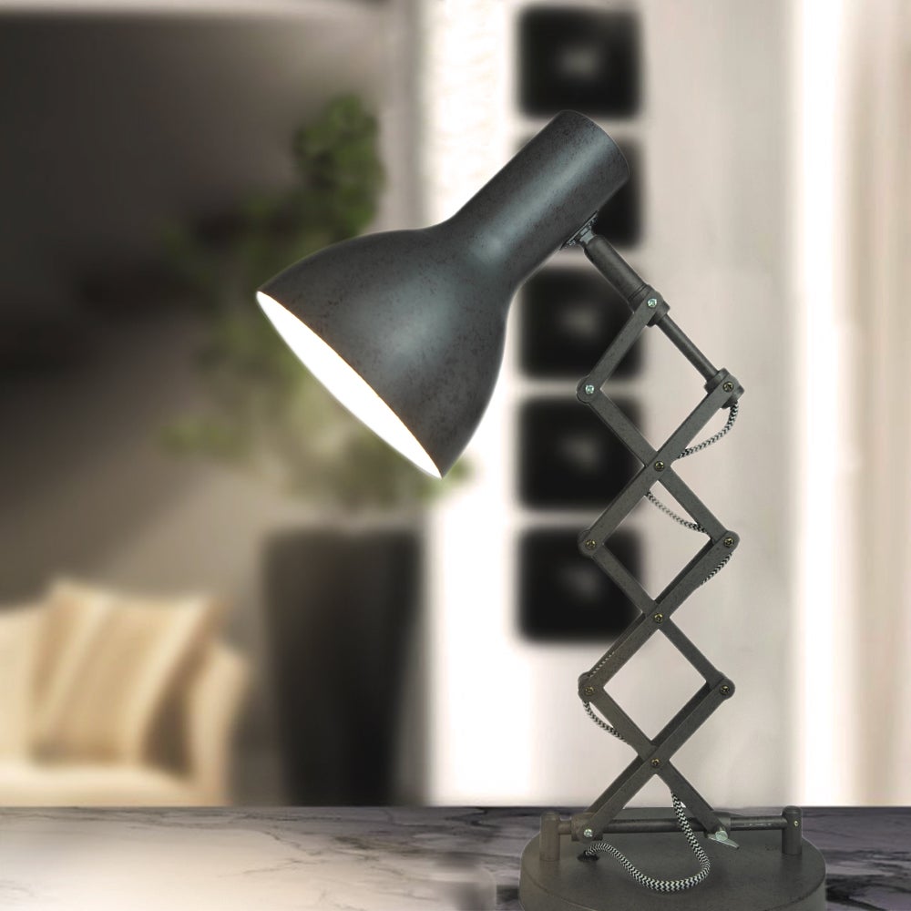 IRON-Lampe de bureau articulé métal doré,naturel Abat-jour: cloche