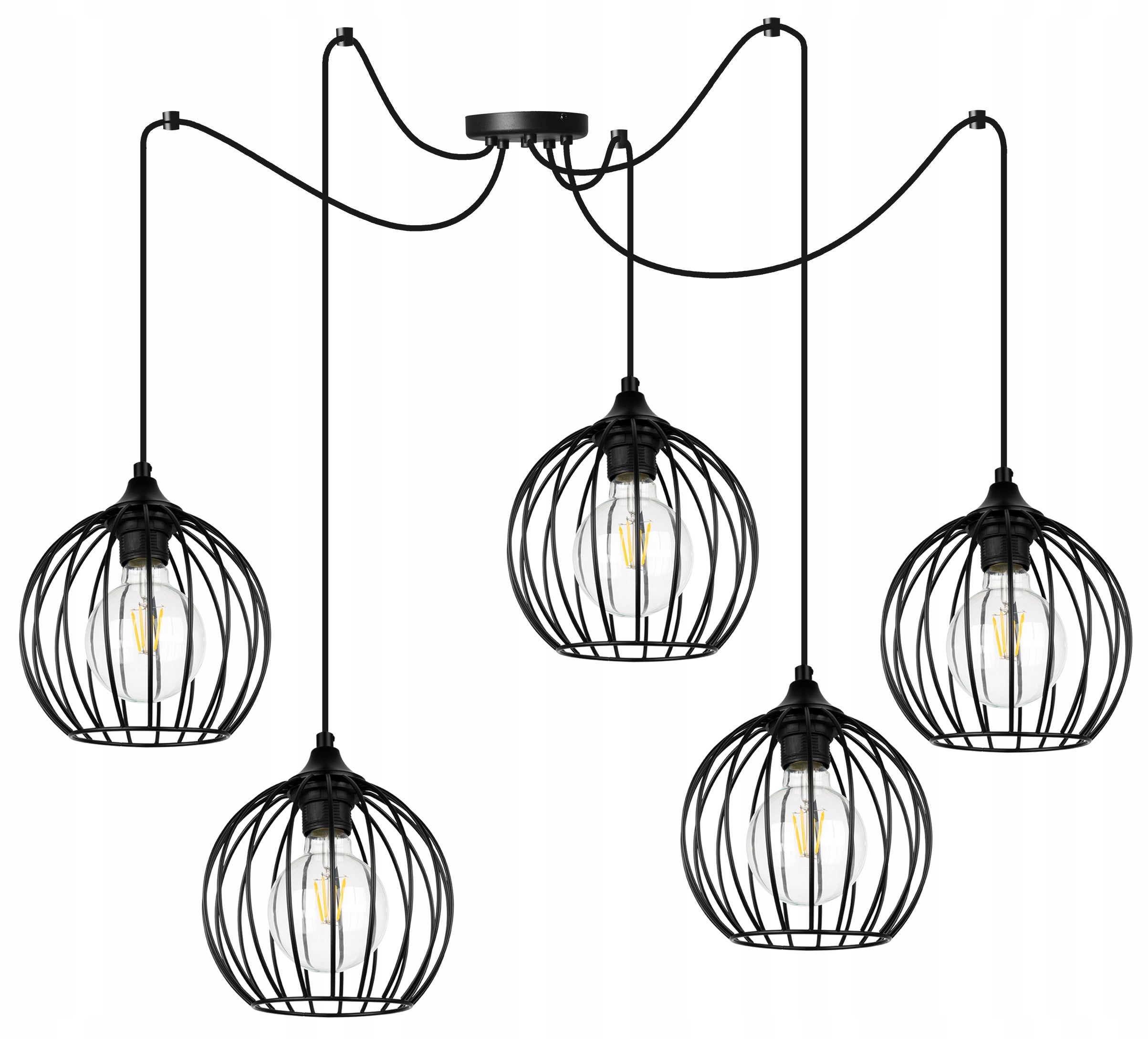 Lampa sufitowa wisząca Spider Toronto modern 5xE27 abażur druciak półkulisty czarny Light Home LH
