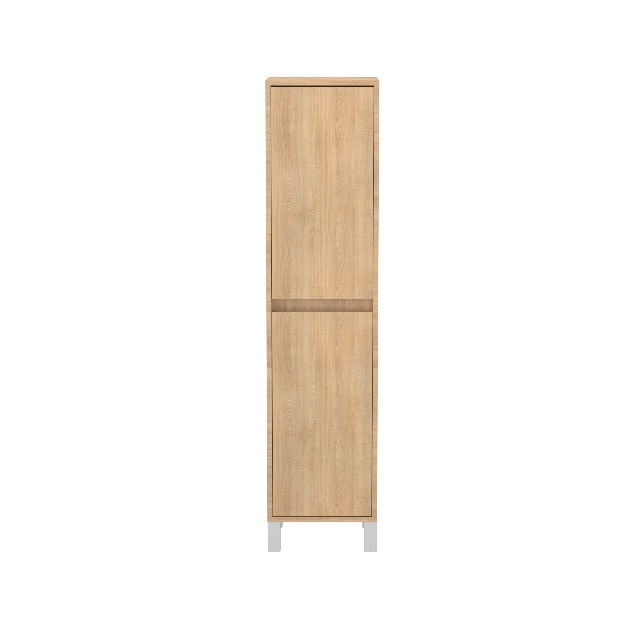 Colonne de rangement Chêne Clair sur Pieds - Hauteur 160 cm - 2 Portes - XENOS - 3