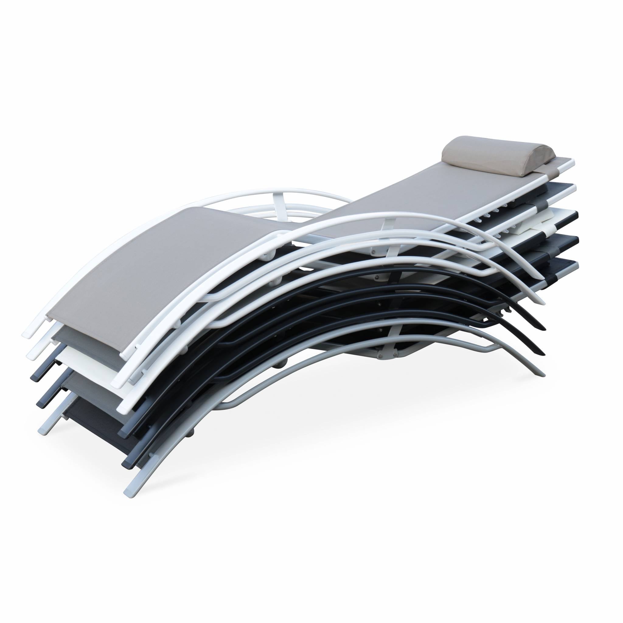 Duo de bains de soleil aluminium - Louisa Anthracite - Transats aluminium et textilène LOUISA - 6