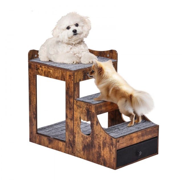 Cama elevada animais cães gatos escadas 3 degraus 830x450x675mm TEKMAQUINAS