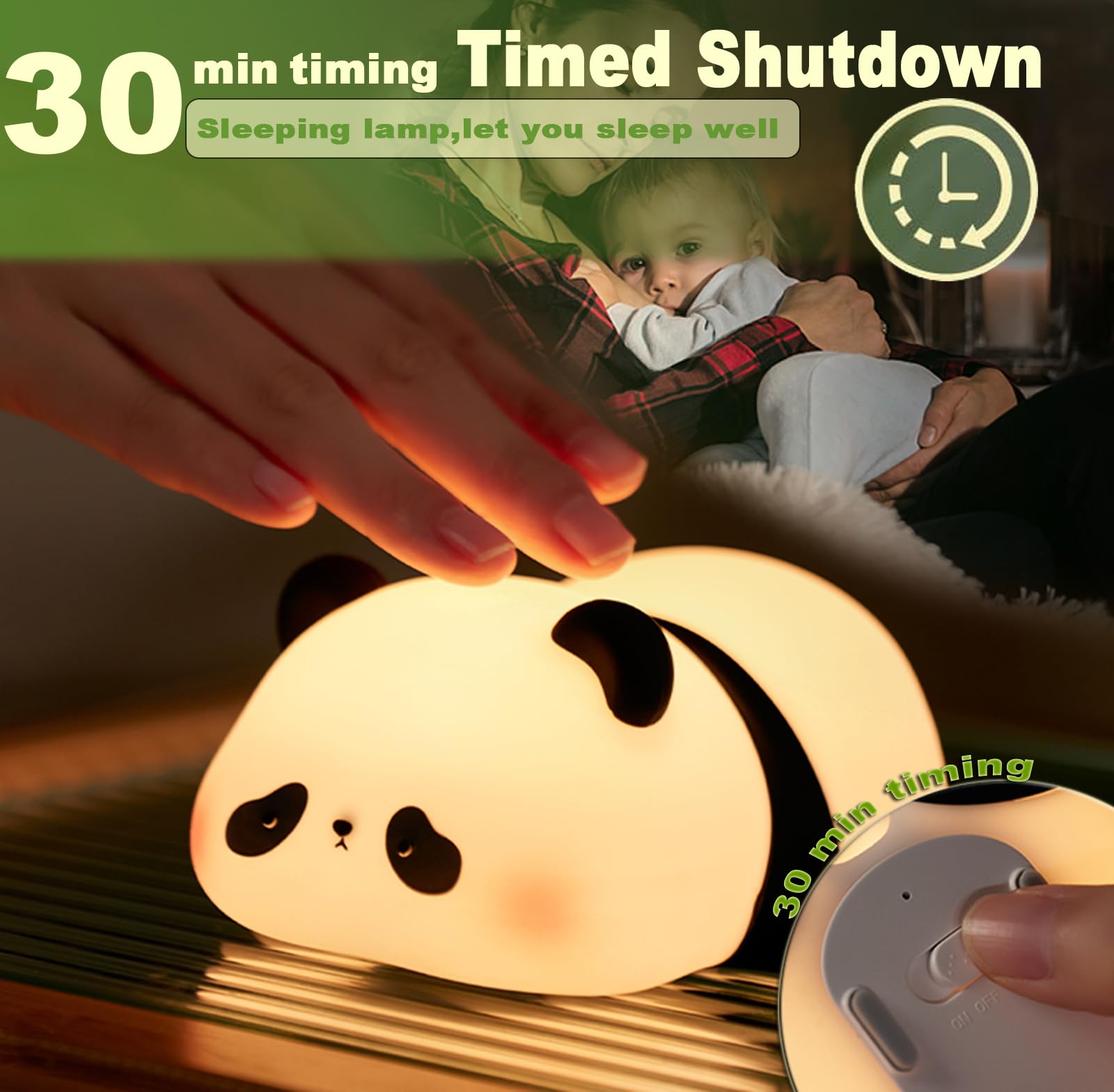 Luce Notturna LED A Forma Di Panda - Touch Dimmerabile 3 Livelli - Silicone Morbido BPA Free - Ricaricabile USB - 5