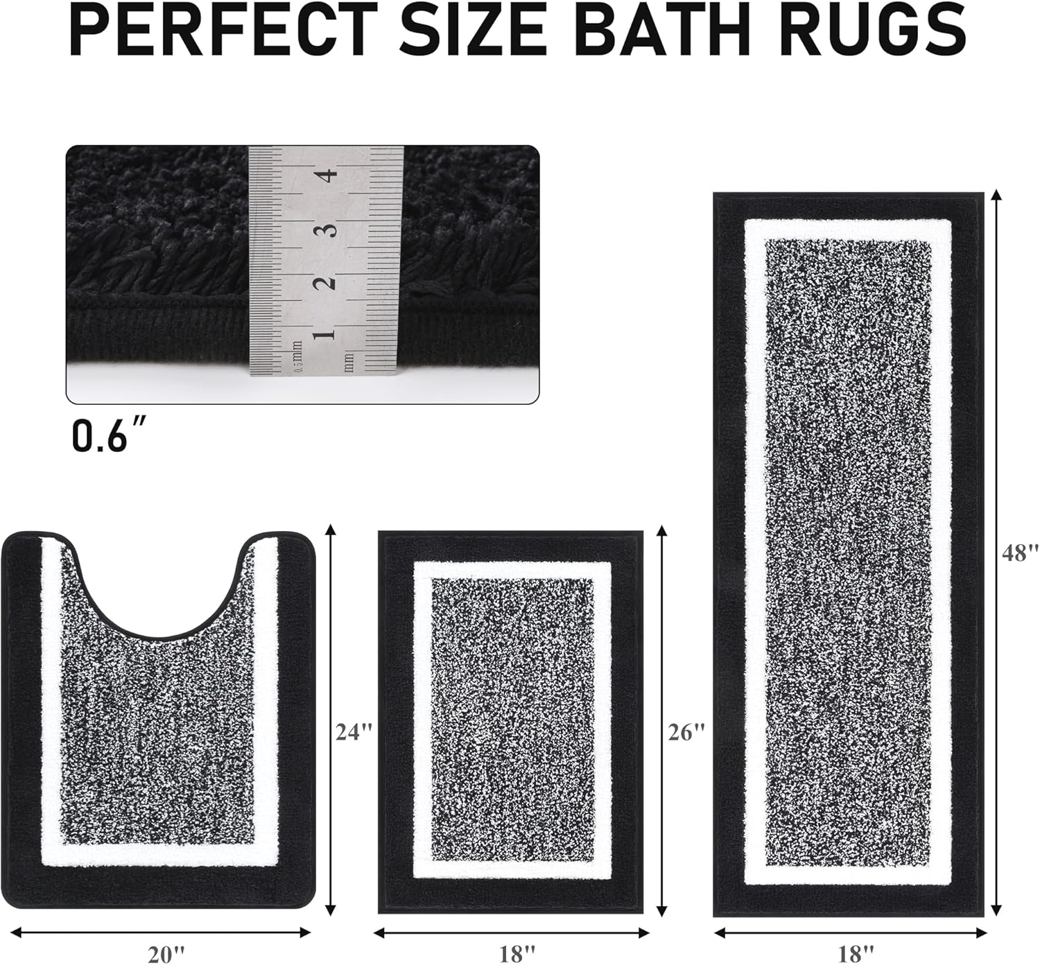 Tappeto Bagno Nero Tappetino Bagno Microfibra Tappeti Bagno Assorbe Velocemente Bagno Tappetini Antivegetativo Antiscivolo Tappetino Bagno Antifatica60×90cm