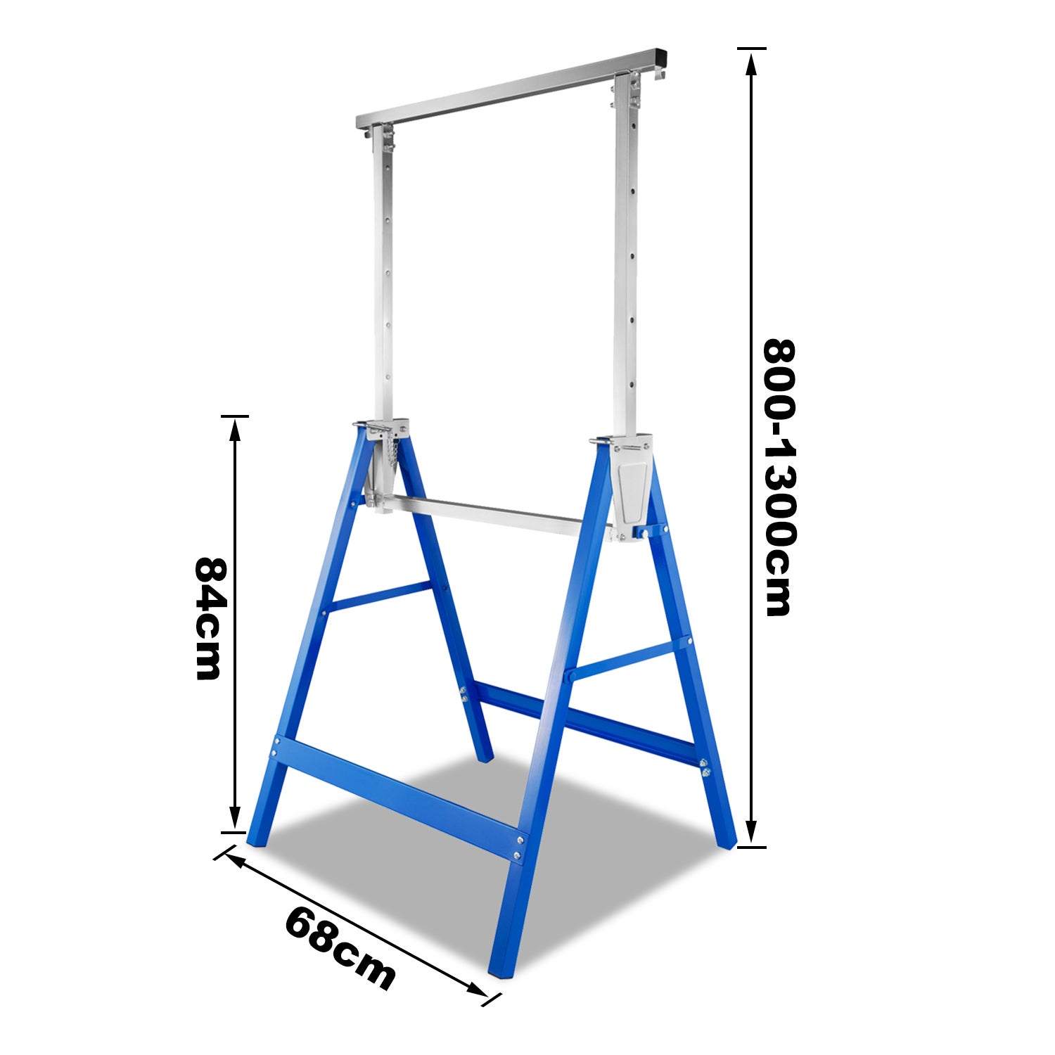 Lot de 2 tréteaux bleus télescopiques, hauteur réglable de 80 à 130 cm, surface antidérapante - 2