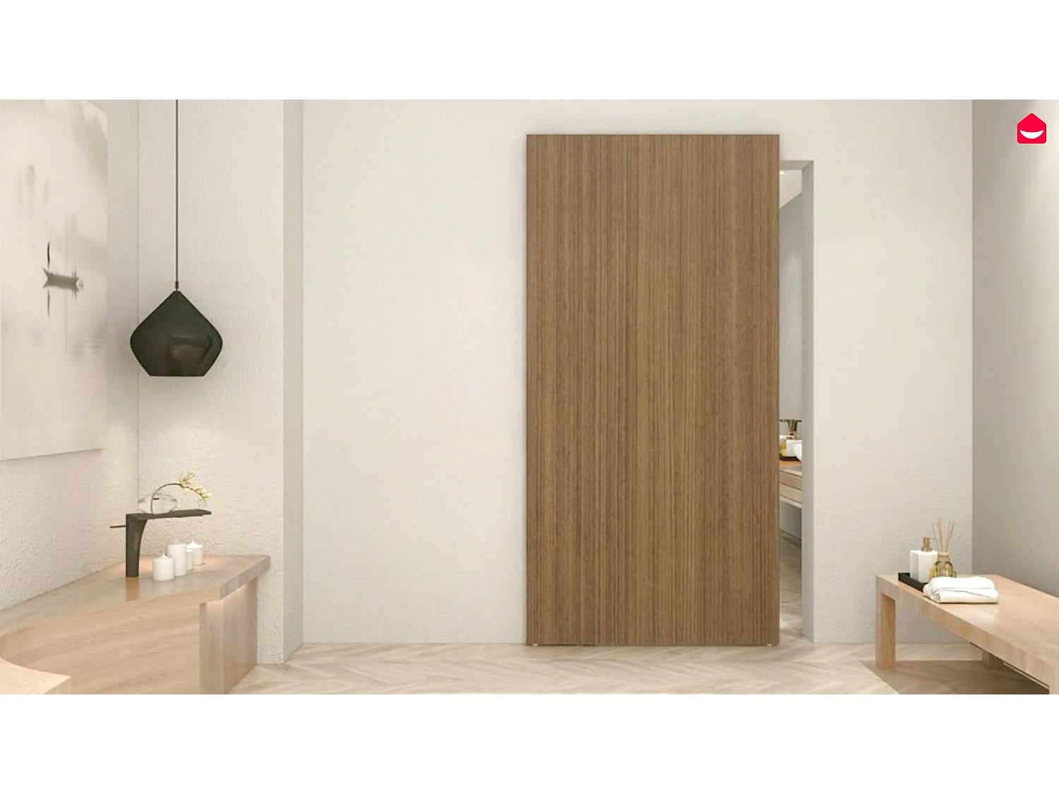 Porta scorrevole con binario invisibile 103 x 210 cm Alluminio e Vetro temperato smerigliato - TORIPA - 6