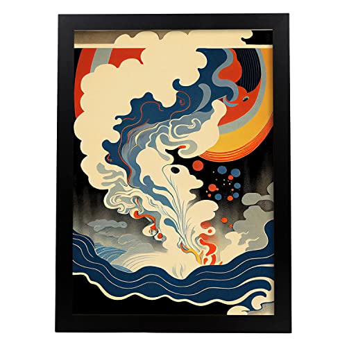 Nacnic poster ira del mar en el estilo de arte japonés ukiyo paisajes abstractos y surrealistas en ilustraciones de arte oriental a3 sin marco