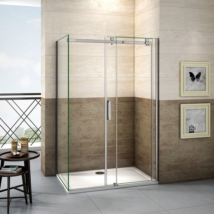 AICA cabine de douche coulissante en 8mm verre trempé anticalcaire, porte de douche 100cm avec paroi latérale 90cm Hauteur de 195cm - 3