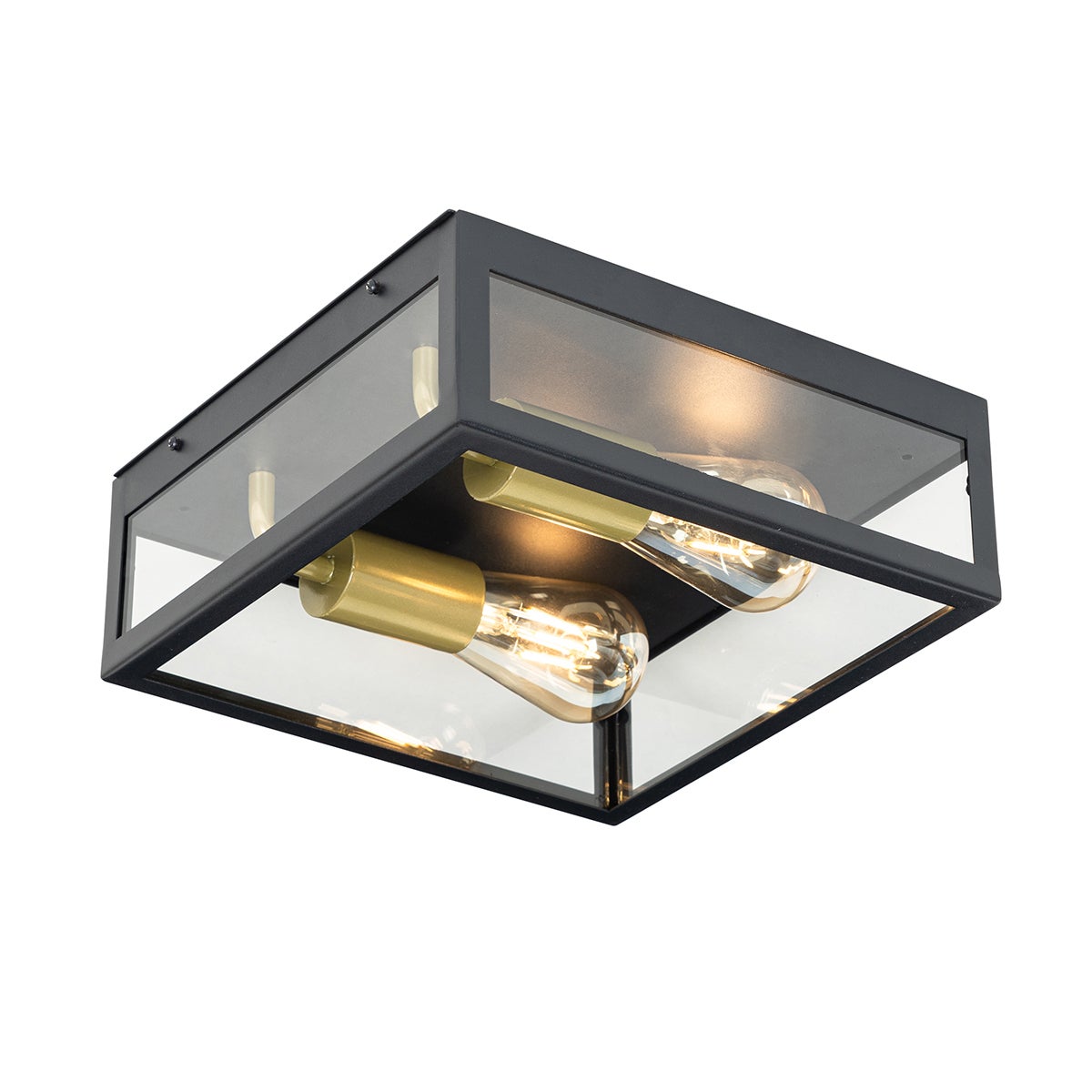 Qazqa industriel applique murale extérieure, lampe murale pour jardin - Rotterdam - laiton, max. 60w, e27, 28cm, IP23, carré, à - 3