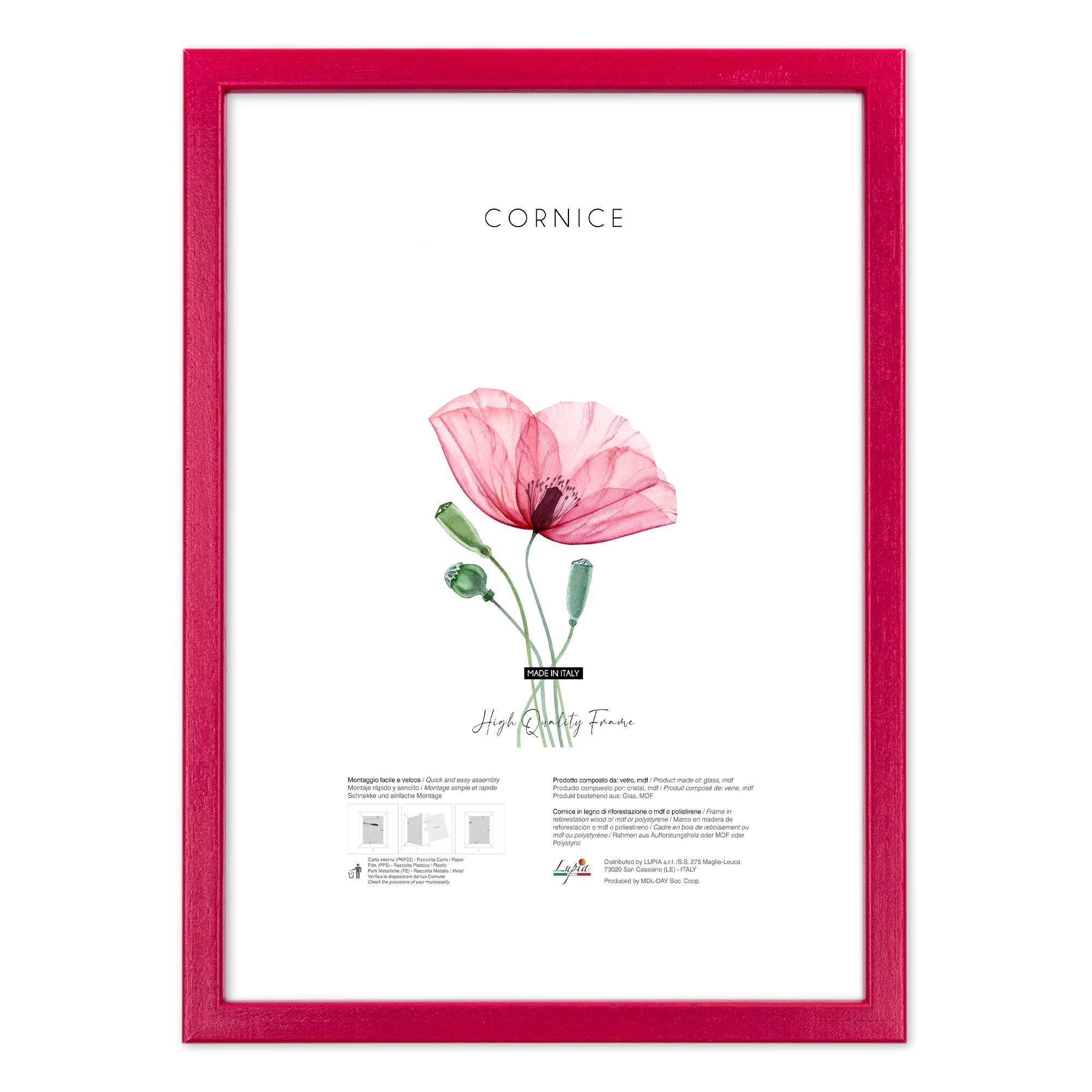 Cornice portafoto in legno da parete BOMBER FUCSIA, per foto