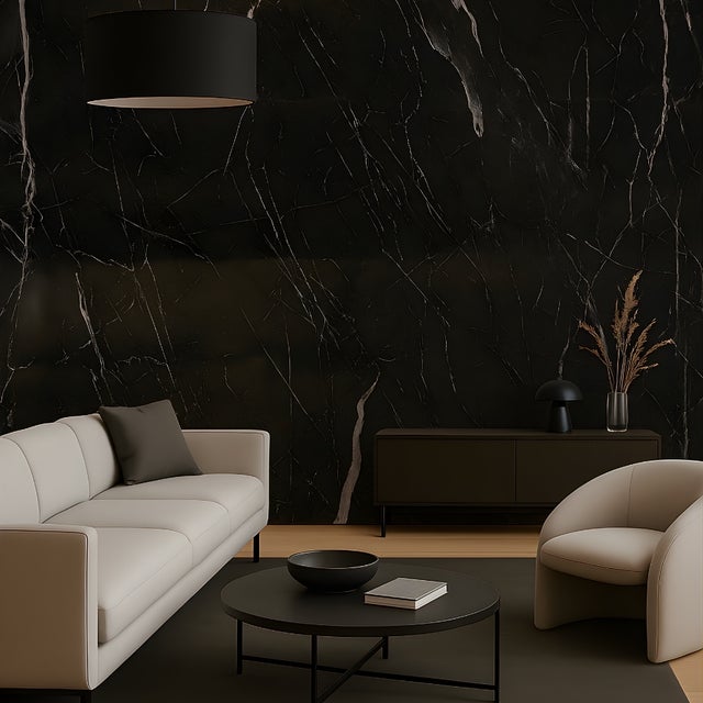 Revestimiento de pared decorativo efecto mármol PVC Black Marquina 260 x 122 x 0.3 cm (3.17m2)