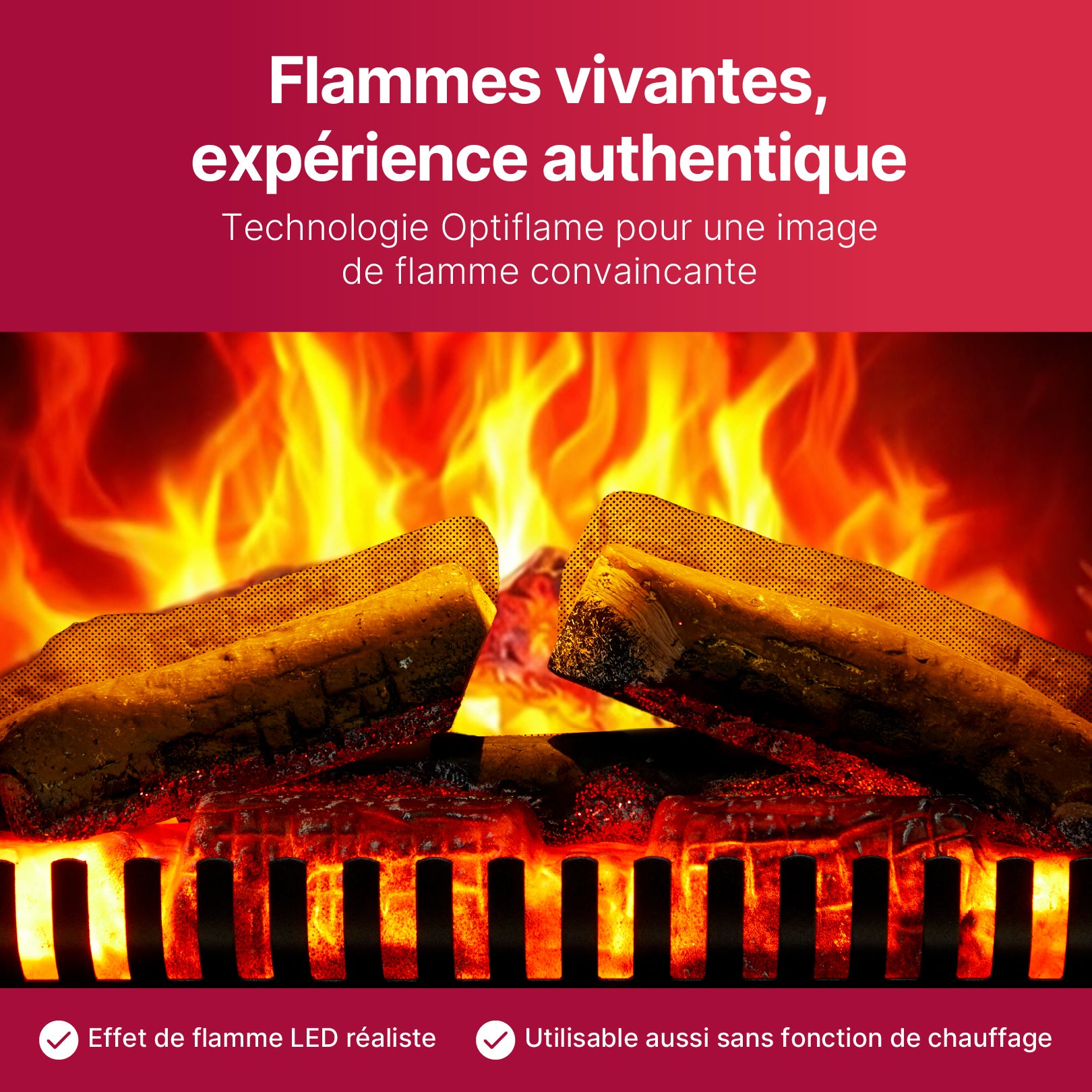Cheminée électrique avec chauffage sur pied - Dimplex - Optiflame, 2000W, télécommande - Club - 5