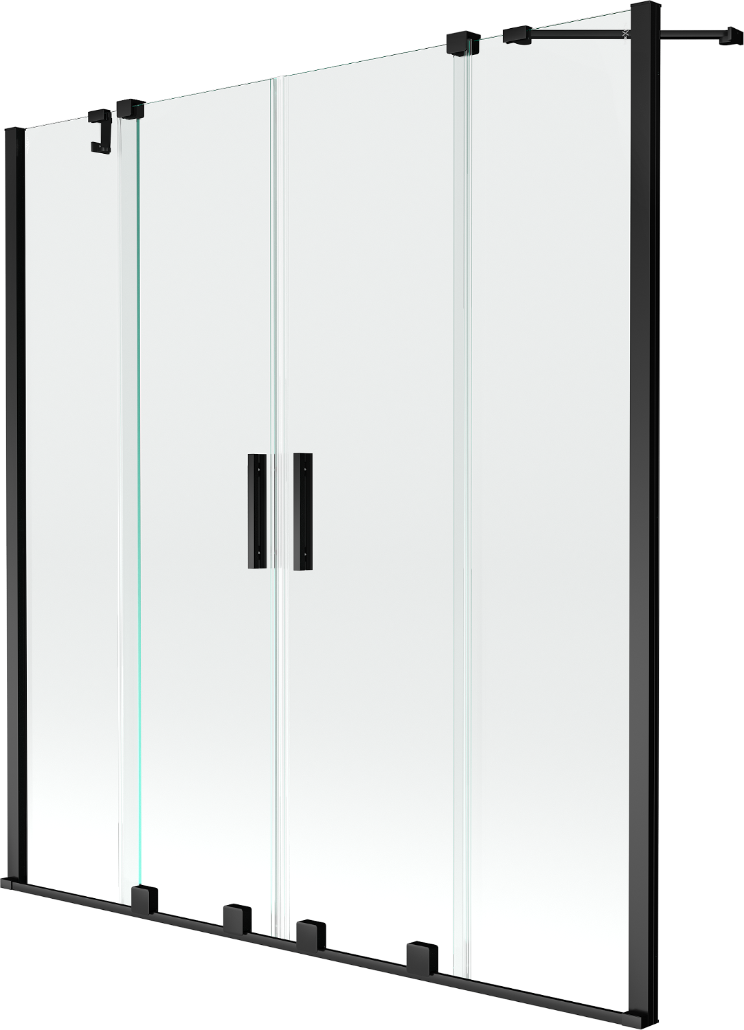 Mexen Velar Duo parawan nawannowy 2-skrzydłowy rozsuwany 160 x 150 cm, transparent, czarny - 896-160-000-02-70
