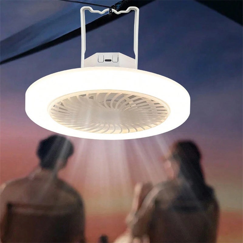 Ventilateur De Camping 20,000Mah Avec Lanterne Led Et Crochet Ventilateur De Table Ventilateur
