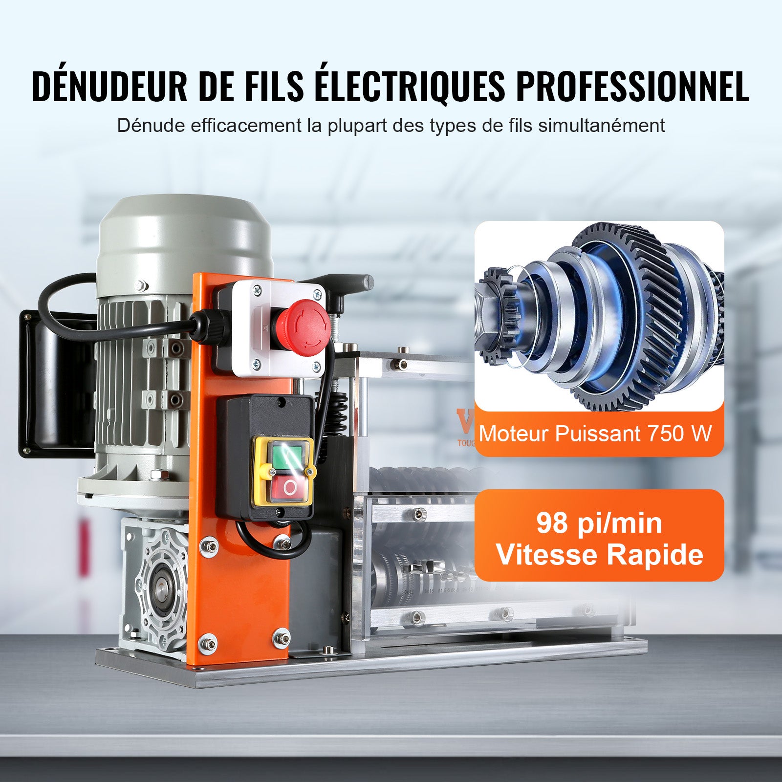 Machine à dénuder automatique SucceBuy 0.06''-1.26'' Dénudeur de câble électrique 750W 98 ft/min Recyclage de la ferraille de cuivre - 4
