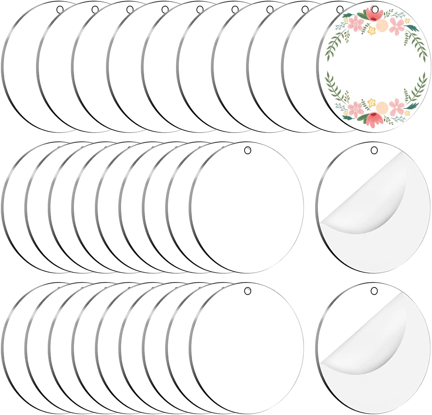 11 Pz Fogli Dischi Acrilici Rotondi, Foglio Acrilico Circolare Acrilico Trasparente, Acrilici Cerchio, Pannello Acrilico Rotond, Disco Acrilici Circolare per Artigianale Fai-da-Te Pittura