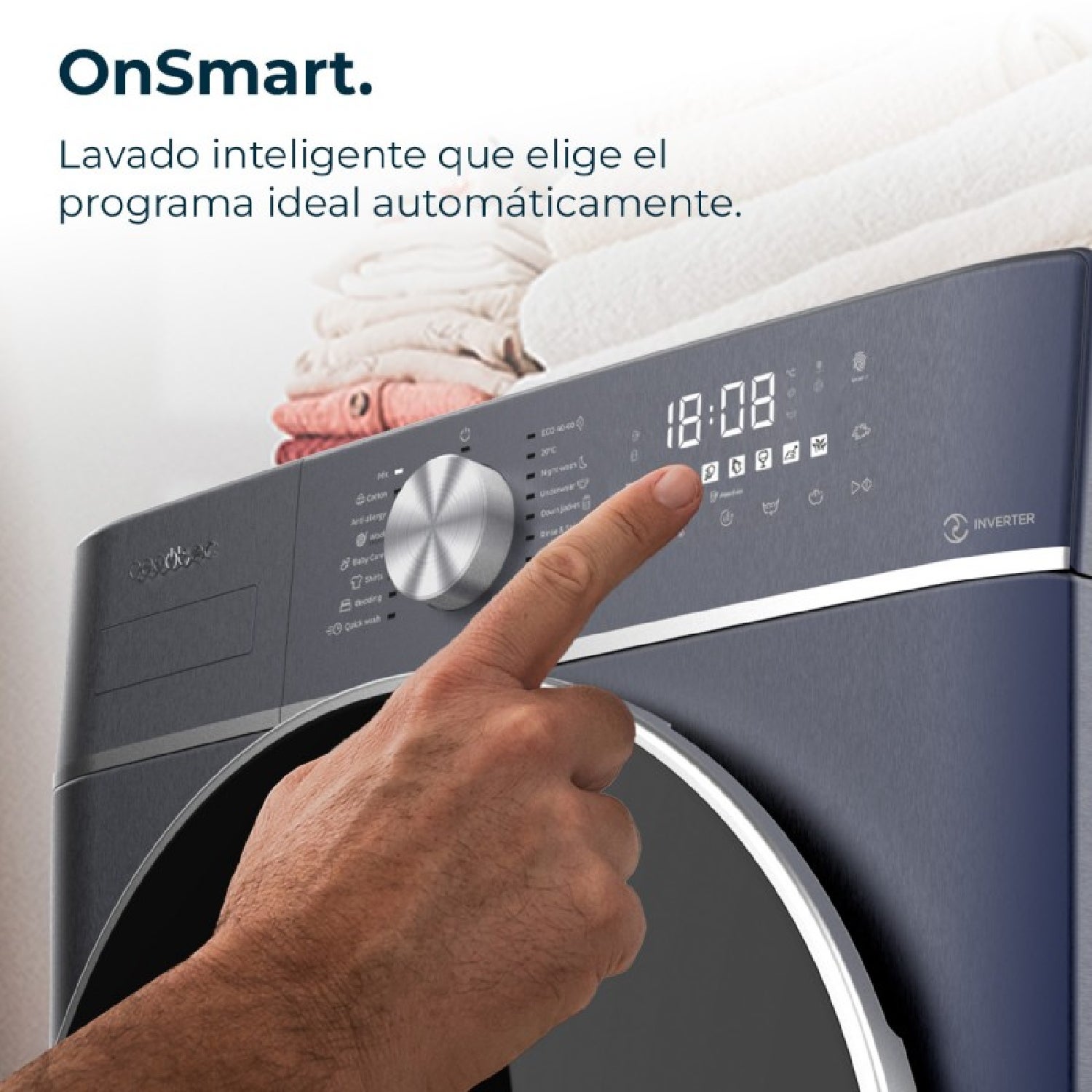 Lave-Linge Frontal Cecotec 10 Kg – 1400 Tr/min, Moteur Inverter, 16 Programmes, SteamMax – Classe A, Écran Tactile - 3