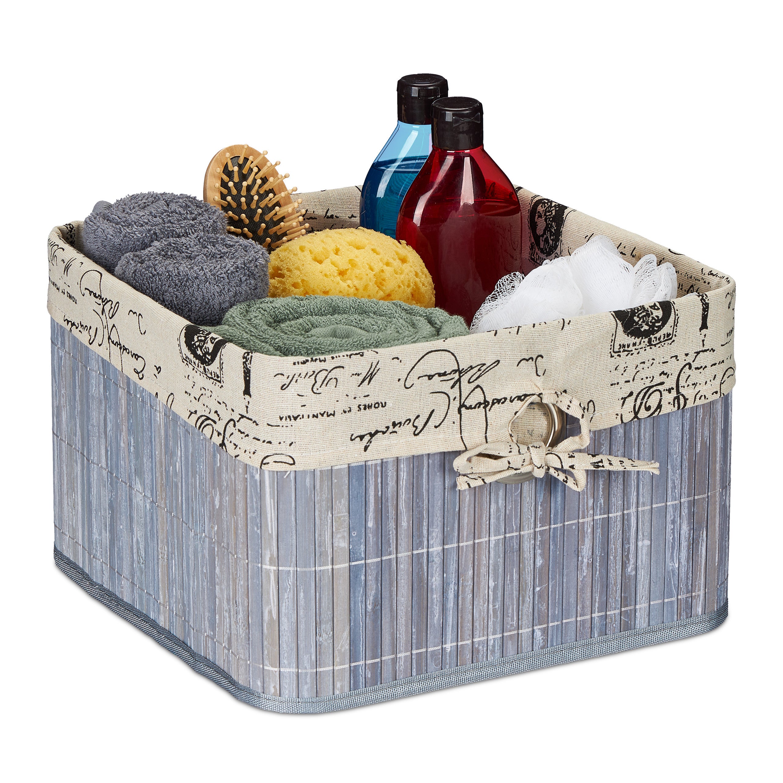 Panier Rangement Tissu Relaxdays Boîte De Rangement En Bambou Lot De 3 Rectangle Paniers Ouverts HxlxP 13 X 30 X 20 Cm Bac De Rangement Tissus