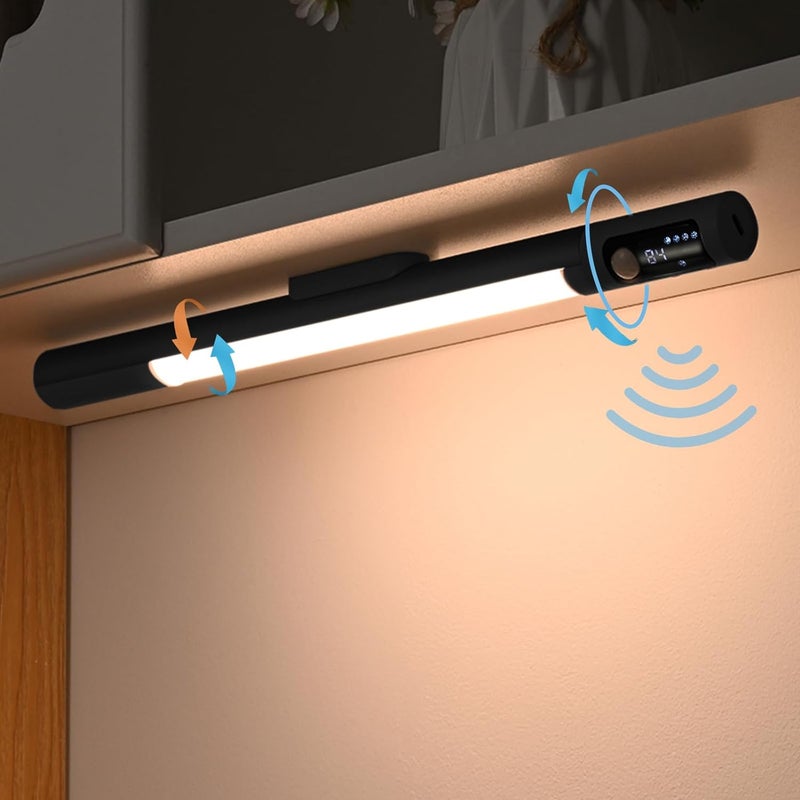 Oświetlenie LED podszafkowe z wyświetlaczem, lampki na baterie do szafy kuchennej, bezprzewodowe oświetlenie podszafkowe