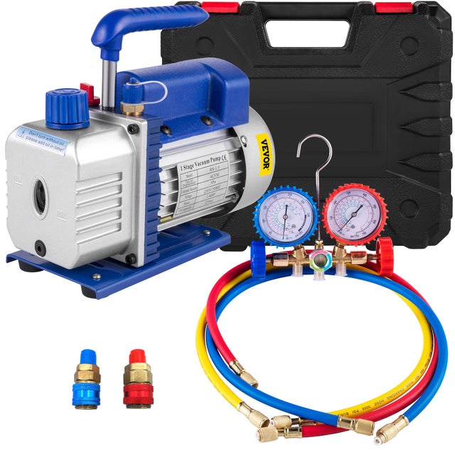 Pompe à Vide Climatisation 4 CFM VEVOR, Kit de Pompe à Vide Automatique 1/3 HP, Radiateur Intelligent, Atelier, Entretien Automobile, Voitures