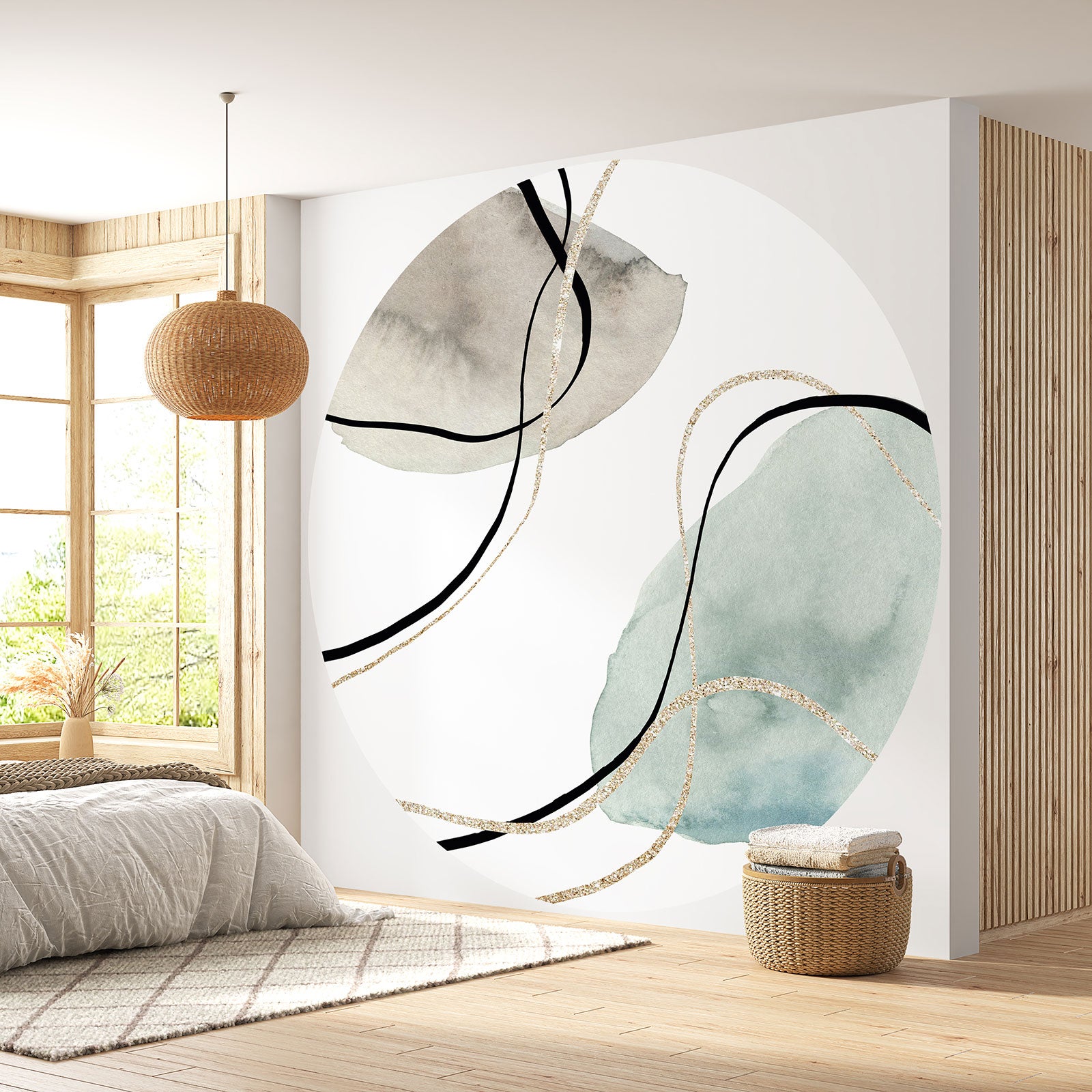 Papier peint rond / cercle - Abstrait - Diamètre 250 cm en 4 Parties ...