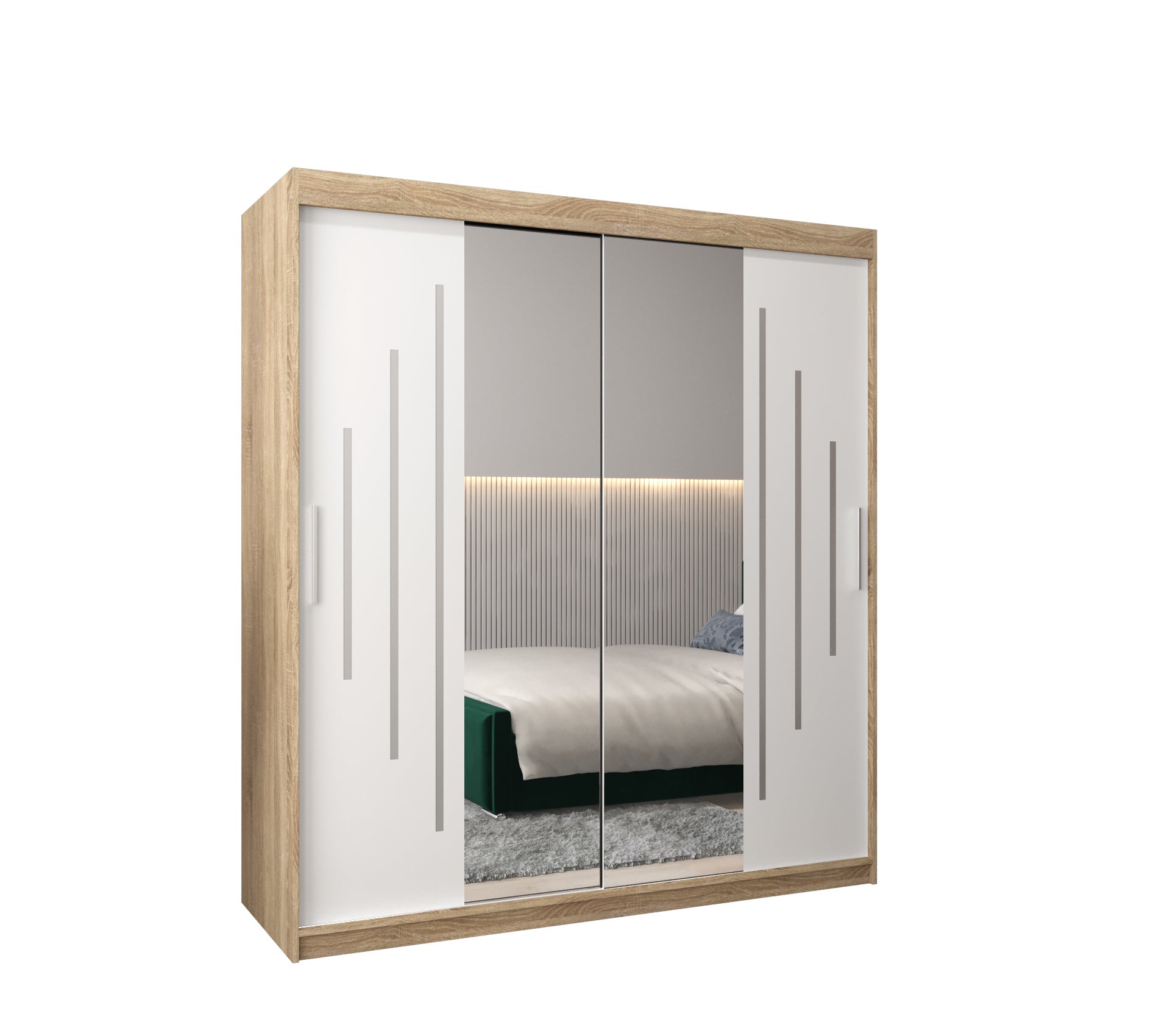 Szafa przesuwna garderoba York 1 180 x 62 x 200 cm Sonoma + Biały - Abiks Meble