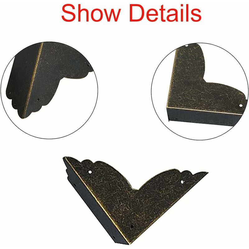 8 pièces Vintage Protecteur Décoratif d'angle en Fer protecteurs d'angle en métal pour Meubles De Protection d'angle De Meuble en Bronze 70*70*20mm - 5