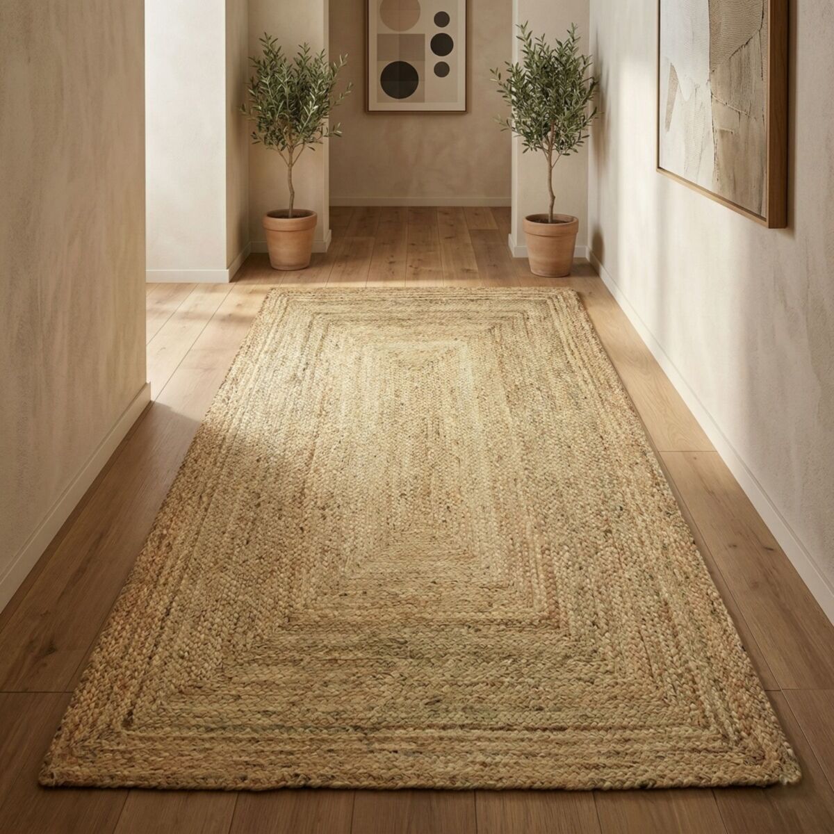 Tapis en jute tressé naturel artisanal 160x230 - style bohème - 9