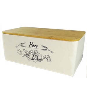 Bremermann Portapane Con Coperchio In Bambù E Tagliere - Grigio, Grande, 40x23x12.5cm