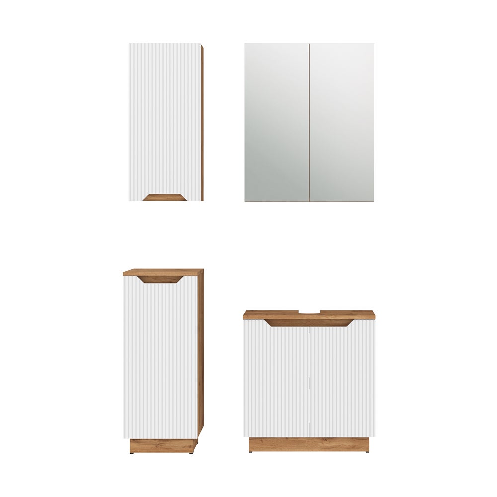 Vicco Zestaw mebli łazienkowych Lotta, Dąb/białe paski, 4 części