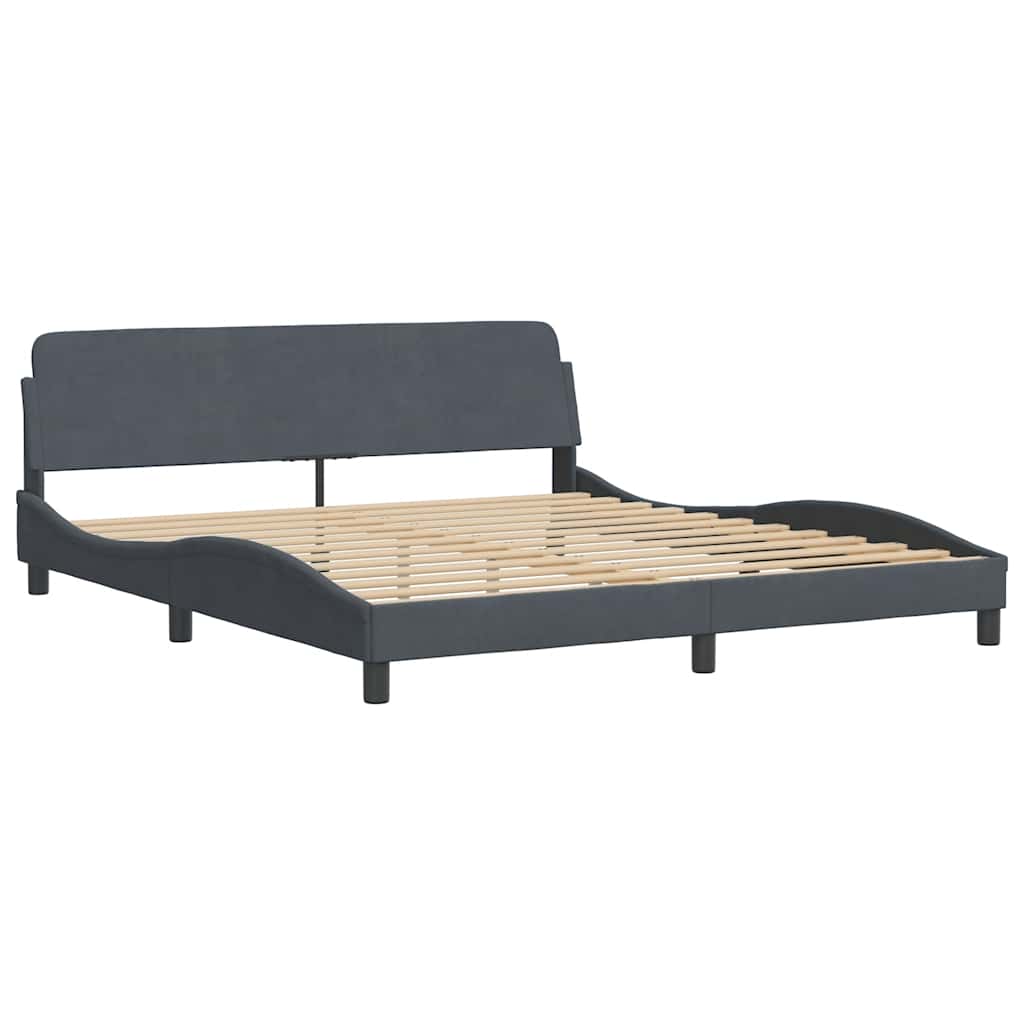 Cadre de lit sans matelas gris foncé 180 x 200 cm velours - 4