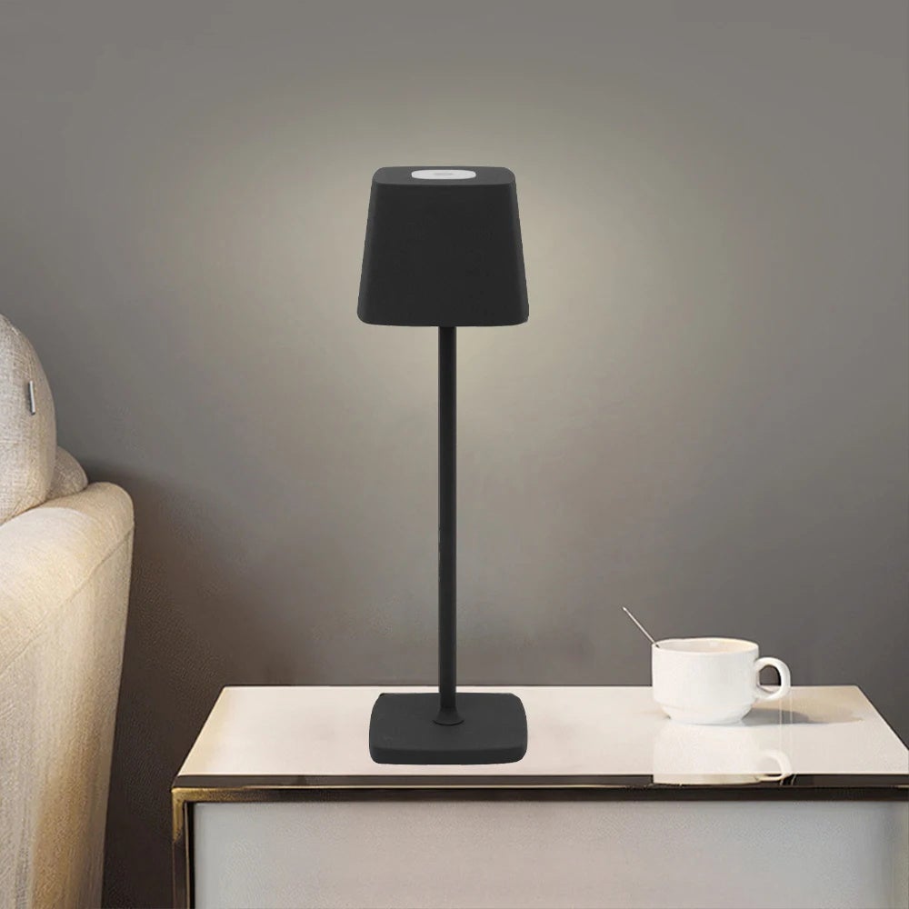 Lampa stołowa LED o zmiennym natężeniu światła przenośne lampki do czytania stop aluminium dotykowe mAh do sypialni ciepłe światło czarny