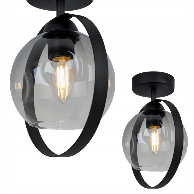 Lampa sufitowa wisząca elegance Ring Rio 1xE14 klosz okrągły grafitowy Light Home LH