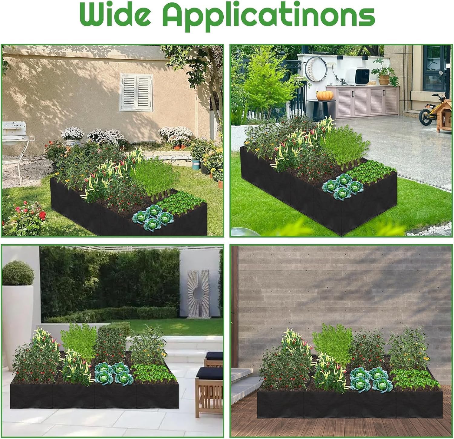 128 Gallons 8 Grilles Sacs de Culture avec 180CM x 90CM x 30CM Jardinière Surélevée en Tissu Non Tissés Respirants Conteneurs de Jardin Épais - 5