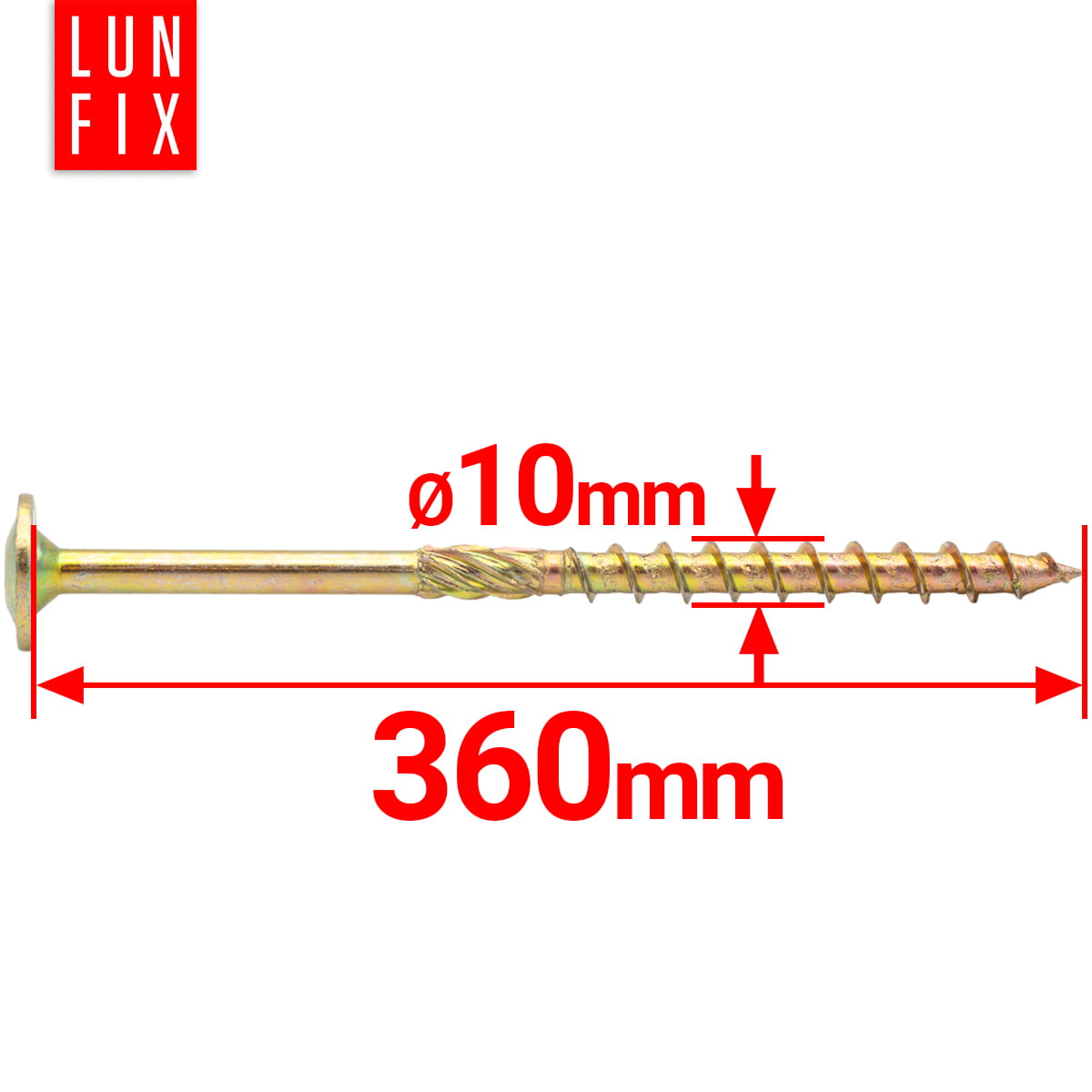 Wkręty ciesielskie z łbem talerzowym 10x360mm 25szt. - 2