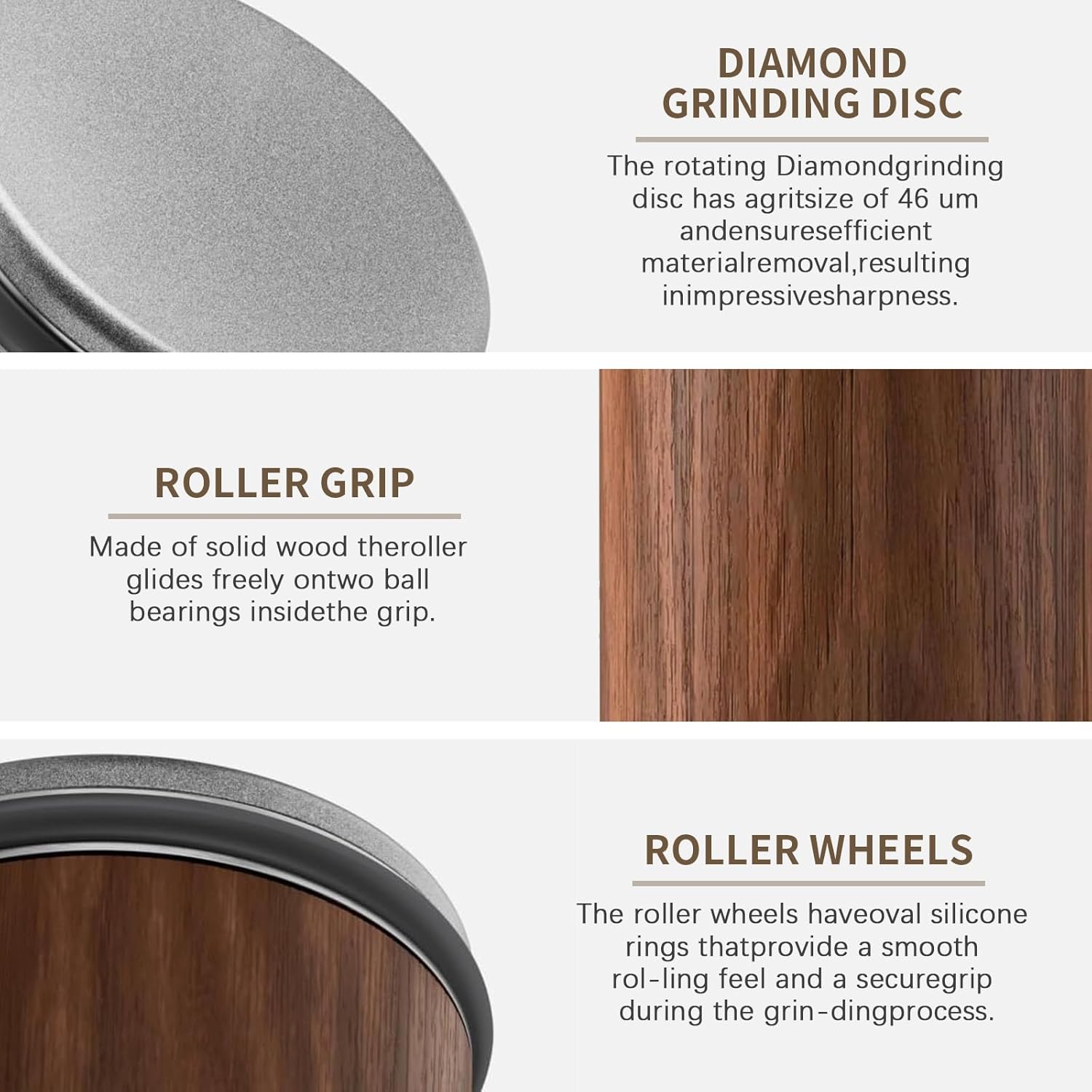 Affûteur de couteaux à rouleaux, avec affûteur à diamant industriel de 15 et 20 degrés, système d'affûtage à rouleaux (marron) - 1 pièce - 2