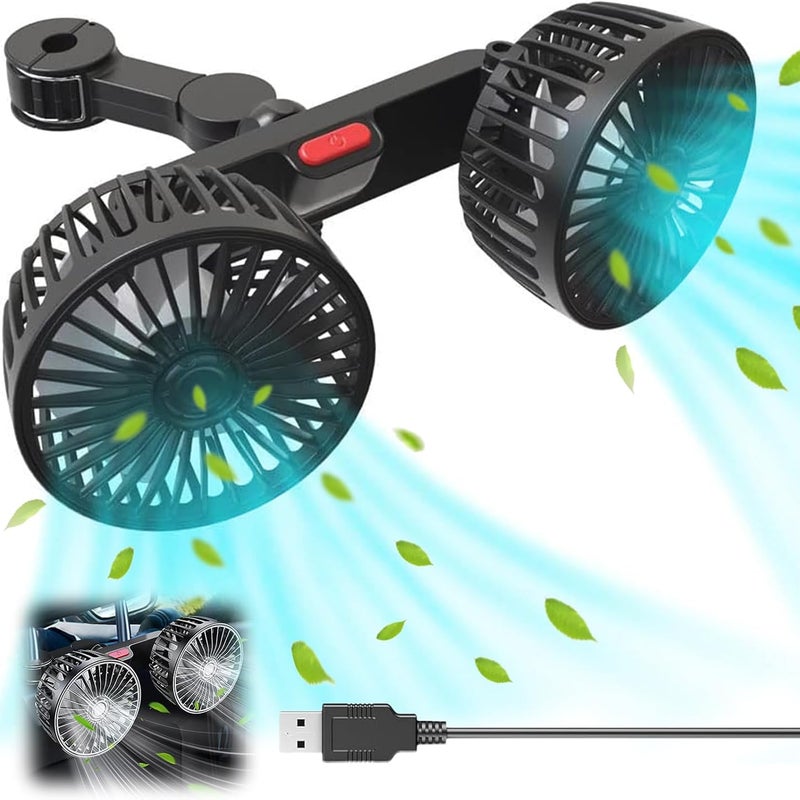 Wentylator samochodowy z podwójną głowicą wentylator samochodowy z przyssawką przenośny wentylator samochodowy wentylator obracający się o stopni