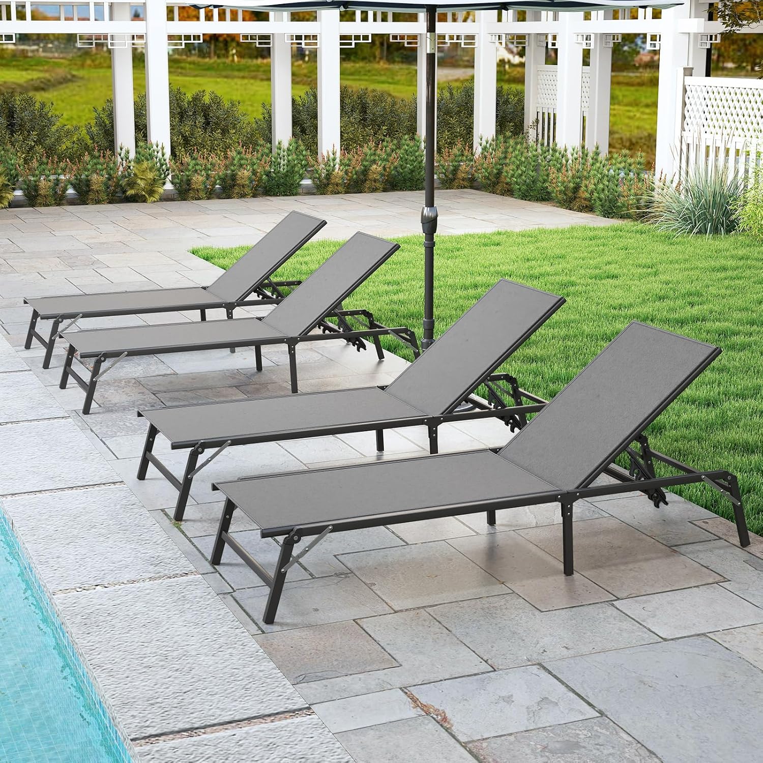 4 Staffe Di Regolazione In Nylon Per Chaise Longue – 5 Posizioni, Reclinabili, Per Esterno E Giardino (Nero)