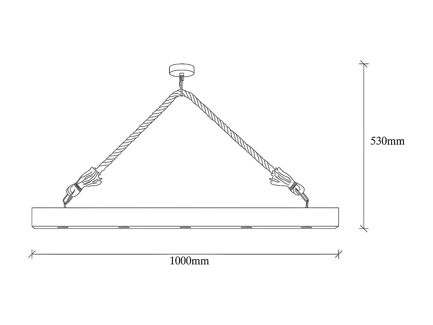 Lustre en bois - 5 lampes - L. 100 x H. 53 cm - Coloris naturel - EREBOS - 4