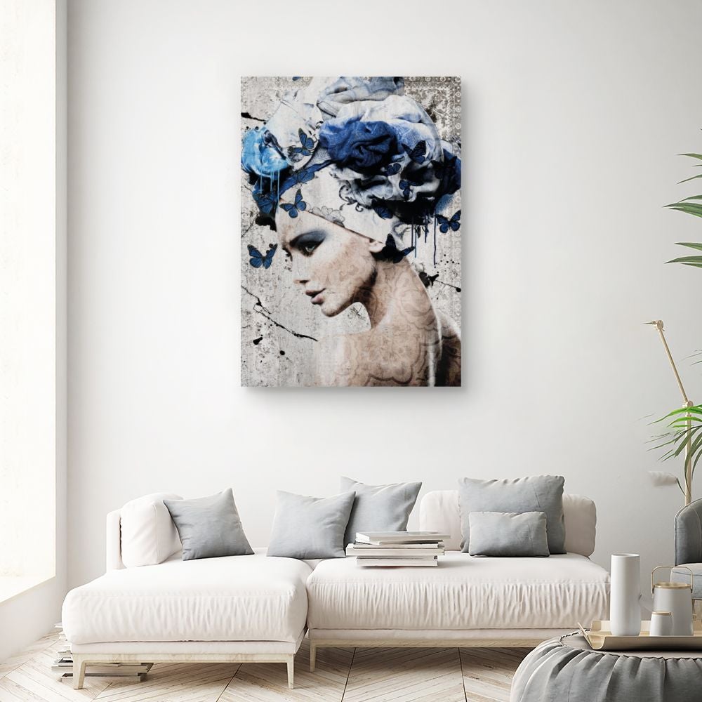 Toile Papillons bleus / 100x140cm / Fabriqué en France / DADA ART - 2