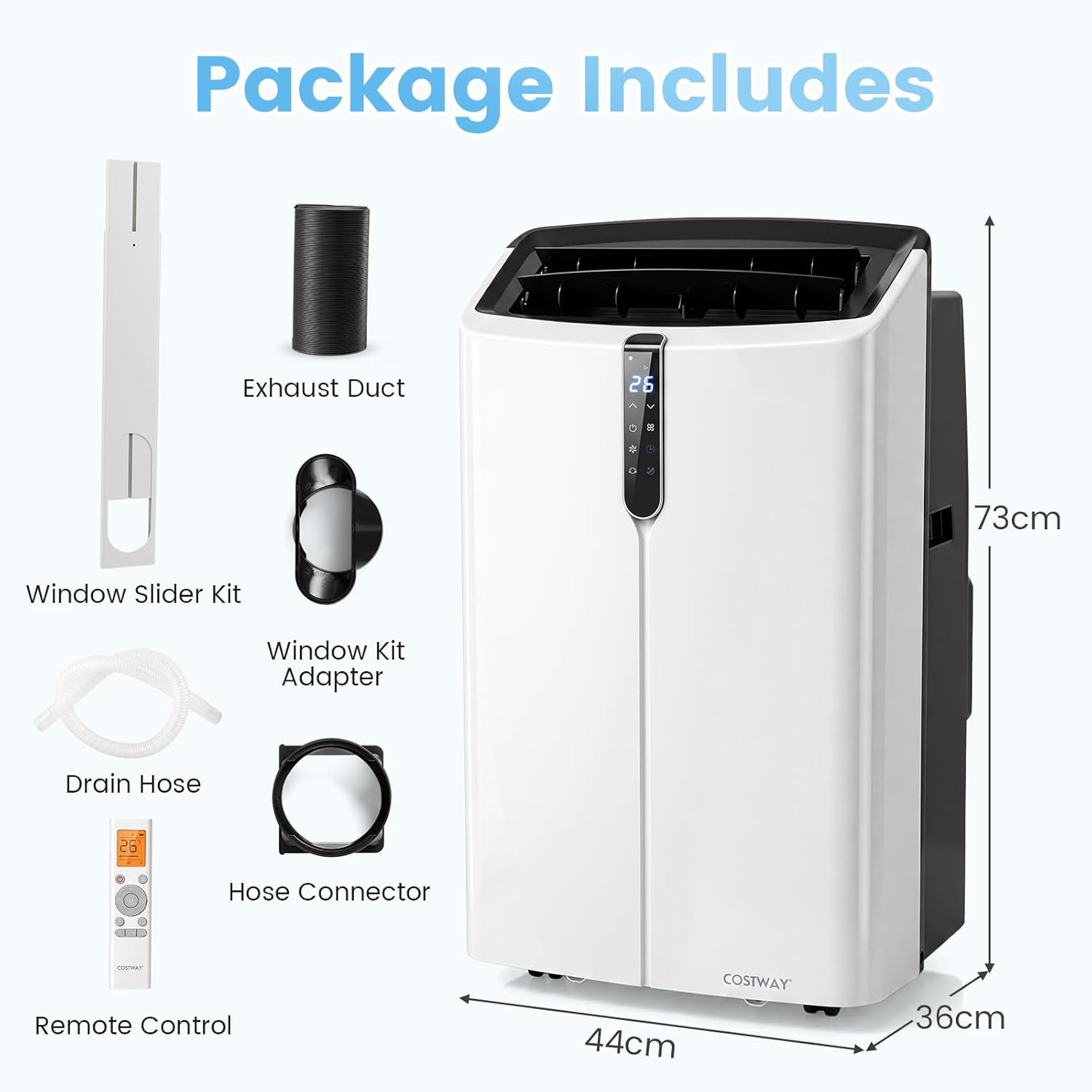 Climatiseur Mobile Silencieux 12000 BTU, 5 en 1 Climatiseur Portable, Refroidissement, Déshumidification, Ventilation, Mode Sommeil, 46,5m² - 6
