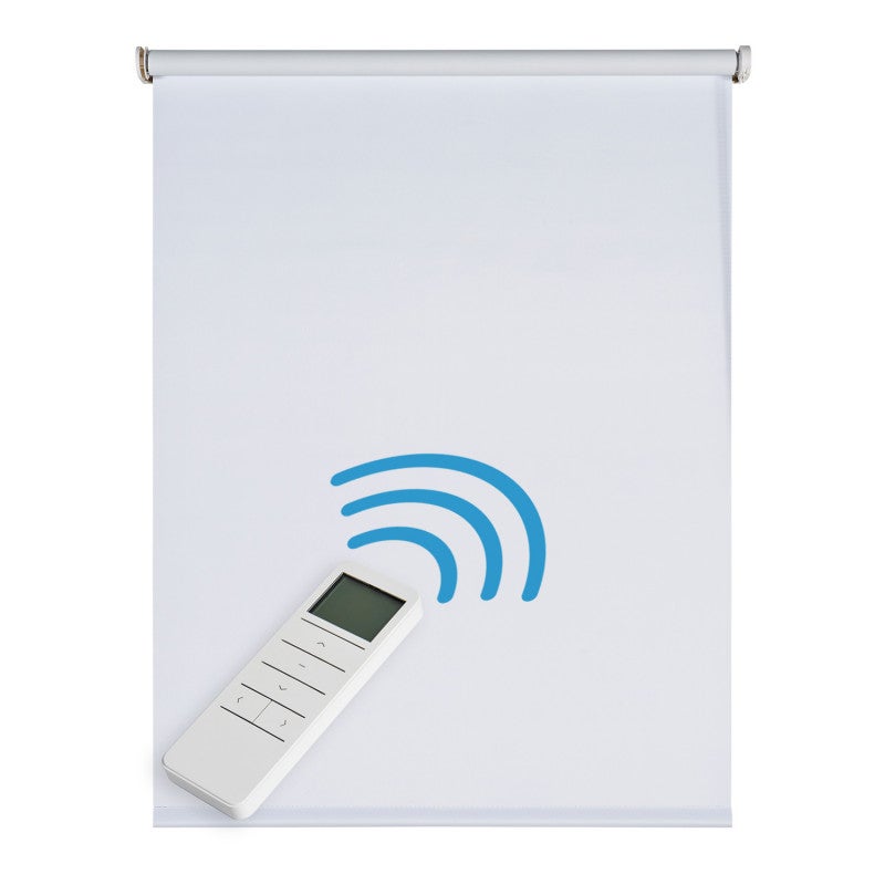 Estor motorizado opaco estores enrollables blackout automático con batería, motor y mando premium blanco 180 x 250cm