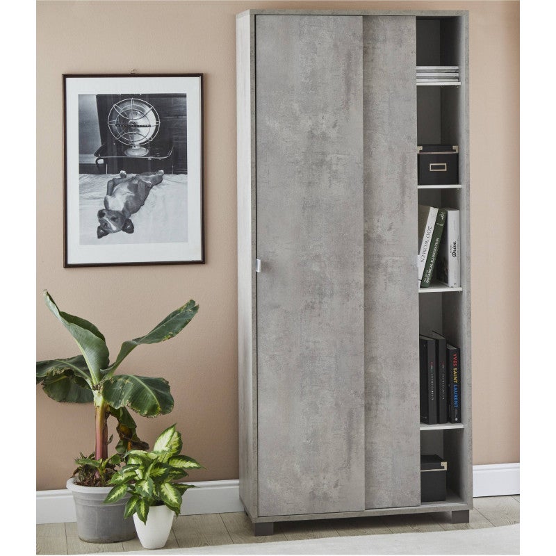 Armoire coulissante à 2 portes, 82 L x 42 P x 190 H, finition orme clair, Sarmog - 7