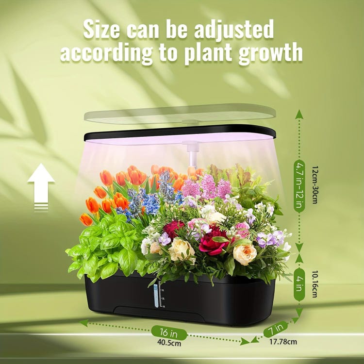Système de culture hydroponique avec lumière de culture à spectre complet, kit de jardinage à 12 dosettes, germination des plantes de 4 L - 3
