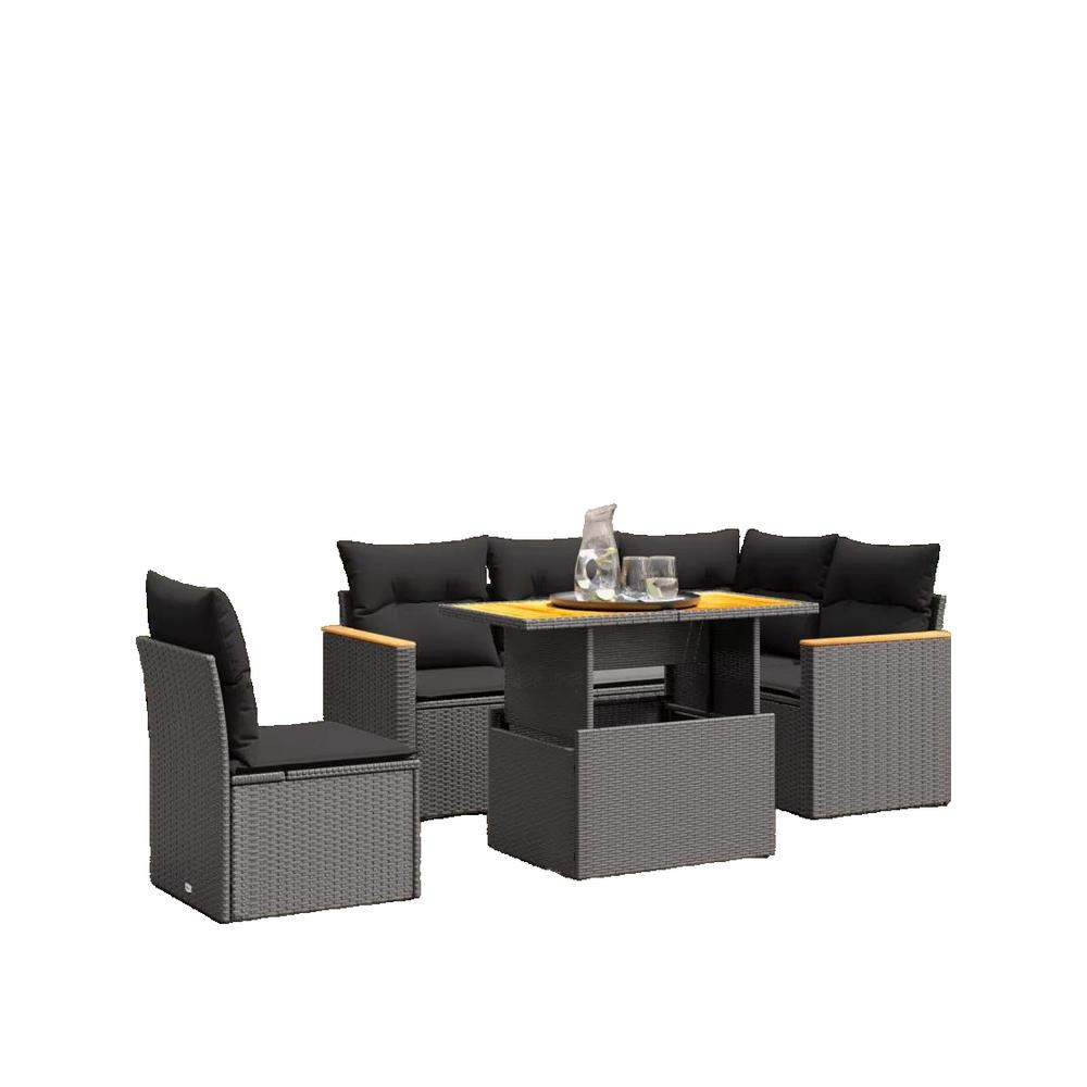 Zestaw ogrodowy vidaxl 6 szt plastikowy rattan modularny czarny