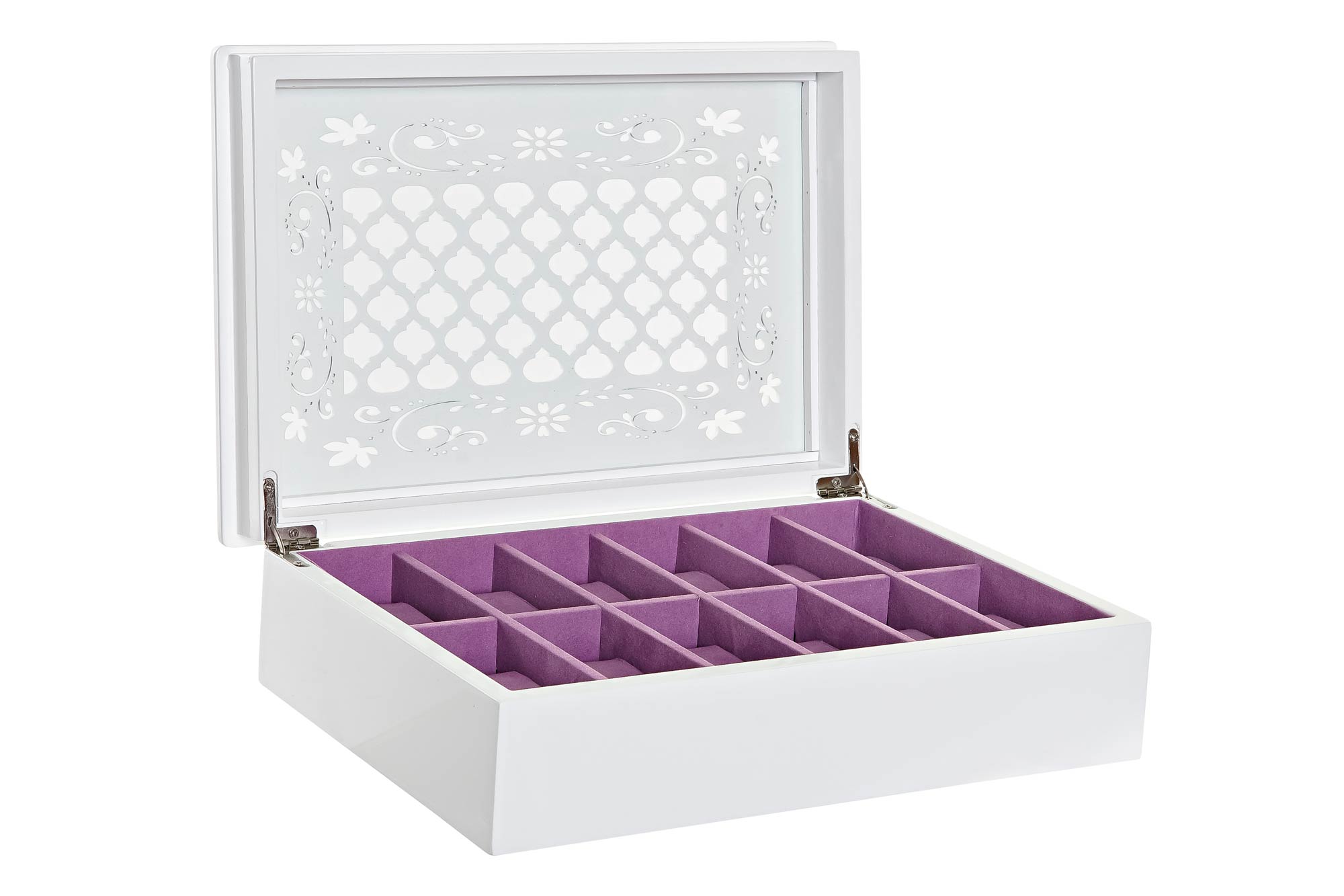 Scatola-Portagioie DKD Home Decor Orologi 29 x 20 x 9,5 cm Cristallo Lilla Bianco Legno MDF - 7
