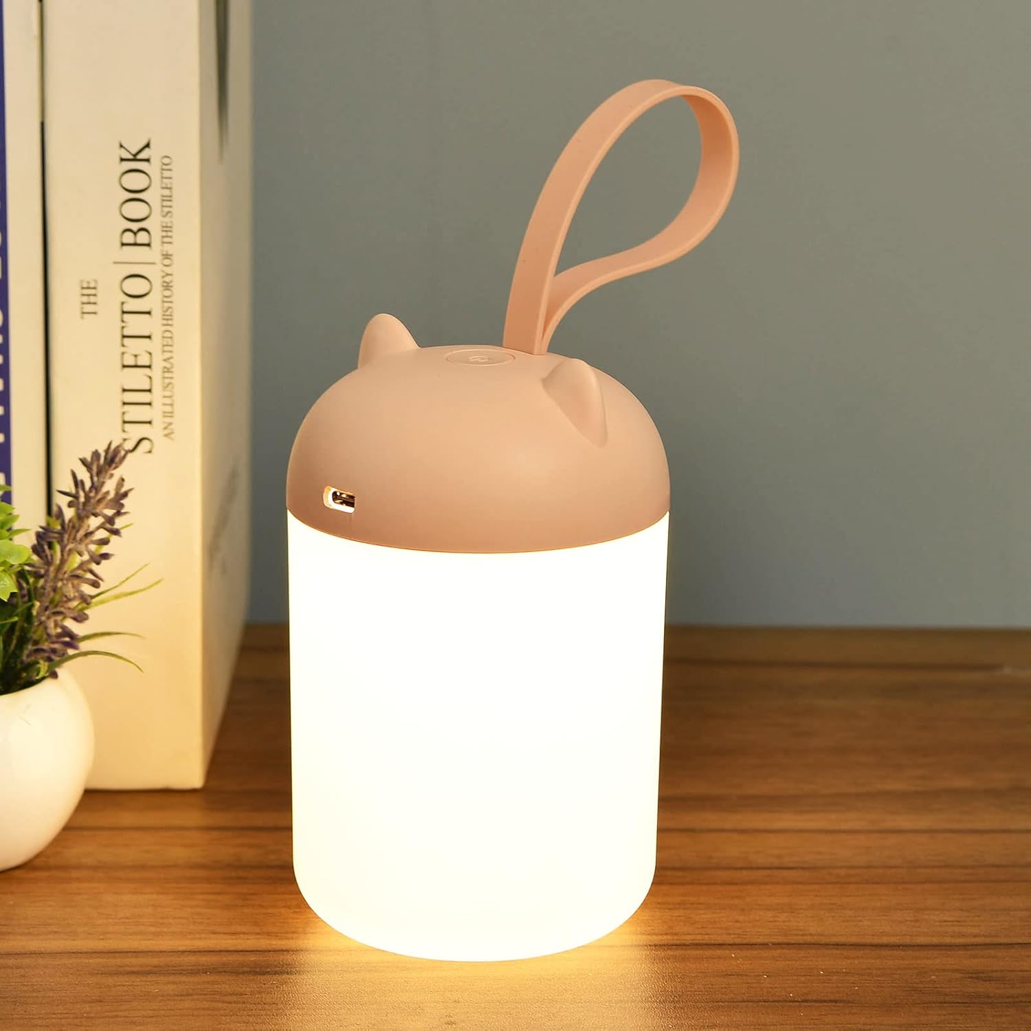 Dziecięca lampka nocna, na baterie, idealna do pokoju dziecięcego, na kemping itp. 1 sztuka, różowa.