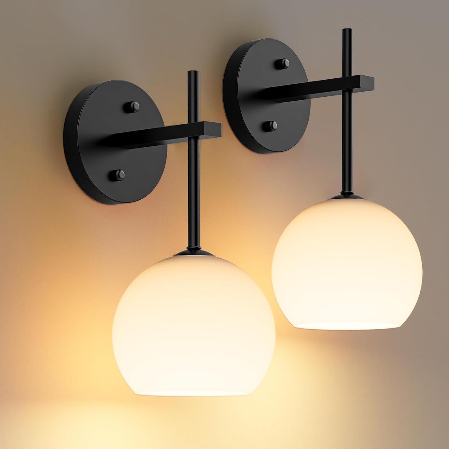 Zestaw 2 akumulatorowych lamp ściennych LED – pilot zdalnego sterowania, RGB i 3 kolory, ściemnialne, czarne
